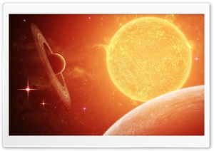 Planets Prbiting Around A Bright Star Ultra HD Wallpaper for 4K UHD Widescreen desktop, tablet & smartphone
