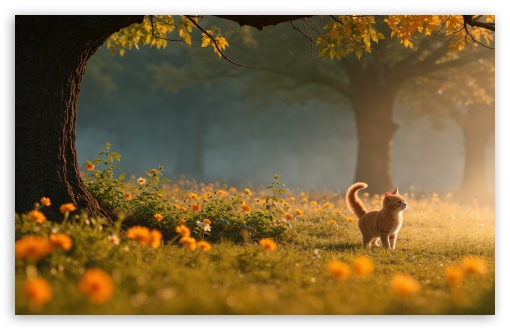 Playful Cats in a Flower Filled Forest Clearing UltraHD Wallpaper for UHD 16:9 ; HD 16:9 ; UltraWide 21:9 24:10 32:9 32:10 ; Widescreen 16:10 5:3 ; Fullscreen 4:3 5:4 3:2 ; Tablet 1:1 ; Mobile 9:16 9:19.5 9:20 10:16 2:3 3:5 3:4 ; Dual 16:10 5:3 16:9 4:3 5:4 3:2 ; Triple 16:10 5:3 16:9 4:3 5:4 3:2 ;