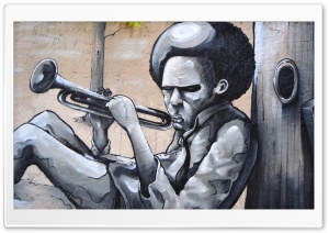 Playing A Trumpet Graffiti Ultra HD Wallpaper for 4K UHD Widescreen desktop, tablet & smartphone