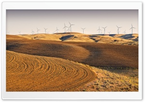Plowed Fields and Wind Turbines 4K UHD Wallpaper for Widescreen and UltraWide Desktop, UltraHD TV, Smartphone, Tablet