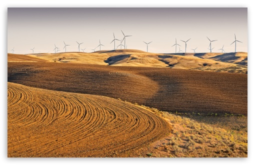 Plowed Fields and Wind Turbines UltraHD Wallpaper for UHD 16:9 ; HD 16:9 ; UltraWide 21:9 24:10 32:9 32:10 ; Widescreen 16:10 ; Tablet 1:1 ; Mobile 9:16 9:19.5 9:20 9:21 9:22 ; Dual 16:10 16:9 ;
