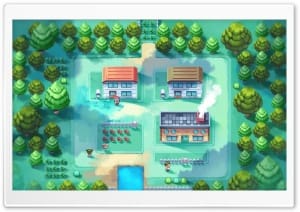 Pokemon Pallet Town Remake Cozy HD-2D Pokemon 4K UHD Wallpaper for Widescreen and UltraWide Desktop, UltraHD TV, Smartphone, Tablet