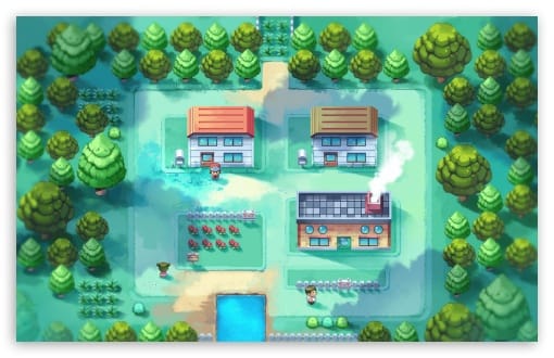 Pokemon Pallet Town Remake Cozy HD-2D Pokemon UltraHD Wallpaper for UHD 16:9 ; HD 16:9 ; UltraWide 21:9 24:10 32:9 32:10 ; Widescreen 16:10 ; Tablet 1:1 ; Dual 16:10 16:9 ;