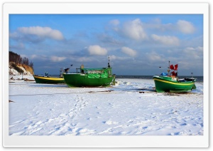 Poland Coast Winter Motorboat Ultra HD Wallpaper for 4K UHD Widescreen desktop, tablet & smartphone