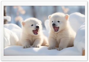 Polar Bear Cubs Ultra HD Wallpaper for 4K UHD Widescreen Desktop, Lockscreen, Screensaver, TV, Tablet, Smartphone