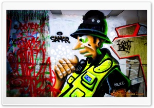 Police Graffiti Ultra HD Wallpaper for 4K UHD Widescreen Desktop, Lockscreen, Screensaver, TV, Tablet, Smartphone