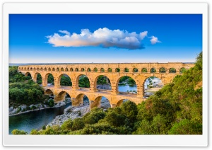 Pont du Gard France Landmark 4K UHD Wallpaper for Widescreen and UltraWide Desktop, UltraHD TV, Smartphone, Tablet