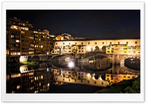 Ponte Vecchio at night, Florence, Italy Ultra HD Wallpaper for 4K UHD Widescreen desktop, tablet & smartphone