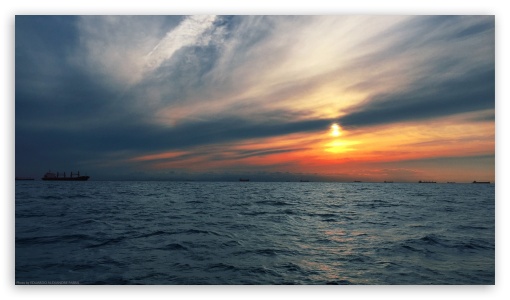 Por do Sol em alto mar UltraHD Wallpaper for HD 16:9 ;