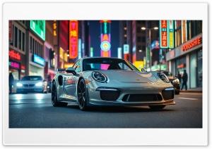 Porsche 911 in the City Digital Art Illustration 4K UHD Wallpaper for Widescreen and UltraWide Desktop, UltraHD TV, Smartphone, Tablet