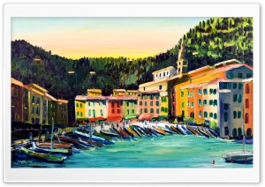 Portofino Oil Painting Ultra HD Wallpaper for 4K UHD Widescreen desktop, tablet & smartphone