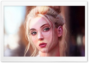 Pretty Girl Blonde Hair Painting Ultra HD Wallpaper for 4K UHD Widescreen desktop, tablet & smartphone