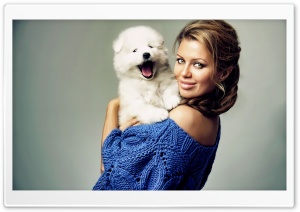 Pretty Woman With Puppy Ultra HD Wallpaper for 4K UHD Widescreen desktop, tablet & smartphone