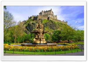 Princes Street Gardens with the Ross Fountain, Edinburgh, Scotland Ultra HD Wallpaper for 4K UHD Widescreen desktop, tablet & smartphone