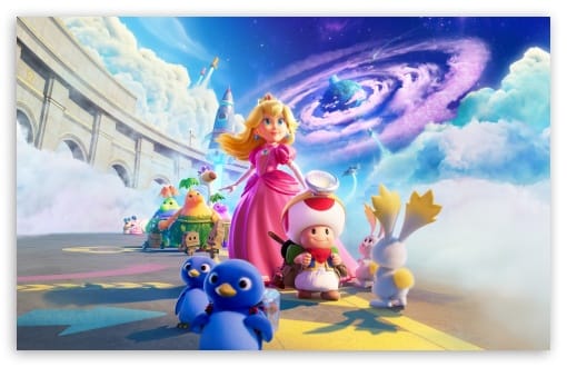 Princess Peach Captain Toad Penguins Super Mario Galaxy Movie UltraHD Wallpaper for UHD 16:9 ; HD 16:9 ; UltraWide 21:9 24:10 ; Widescreen 16:10 ; Tablet 1:1 ; Mobile 9:16 9:19.5 9:20 9:21 9:22 ;