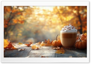 Pumpkin Beverage with Cream, Autumn Ultra HD Wallpaper for 4K UHD Widescreen Desktop, Lockscreen, Screensaver, TV, Tablet, Smartphone