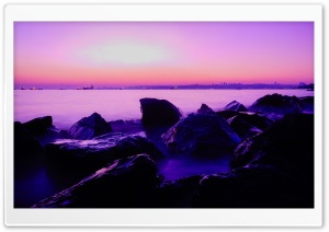 Purple Beach Sunset Ultra HD Wallpaper for 4K UHD Widescreen Desktop, Lockscreen, Screensaver, TV, Tablet, Smartphone