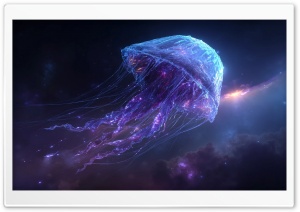 Purple Glowing Neon Jellyfish 4K UHD Wallpaper for Widescreen and UltraWide Desktop, UltraHD TV, Smartphone, Tablet