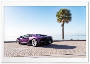 Purple Lamborghini Sports Car, Rear View 4K UHD Wallpaper for Widescreen and UltraWide Desktop, UltraHD TV, Smartphone, Tablet