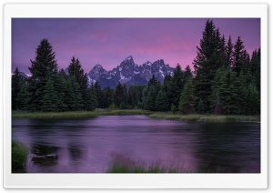 Purple Sky Reflected in the Mountain Lake 4K UHD Wallpaper for Widescreen and UltraWide Desktop, UltraHD TV, Smartphone, Tablet