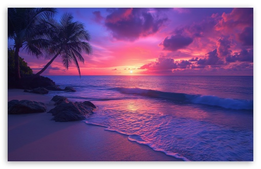 Purple Tropical Sunset Beach UltraHD Wallpaper for UHD 16:9 ; HD 16:9 ; UltraWide 21:9 24:10 32:9 32:10 ; Widescreen 16:10 5:3 ; Fullscreen 4:3 5:4 3:2 ; Tablet 1:1 ; Mobile 9:16 9:19.5 9:20 9:21 9:22 10:16 2:3 3:5 3:4 ; Dual 16:10 5:3 16:9 4:3 5:4 3:2 ;