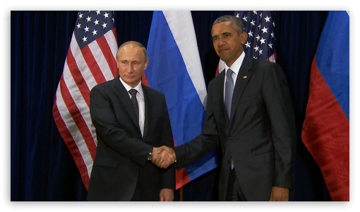 Putin and Obama UltraHD Wallpaper for HD 16:9 ;