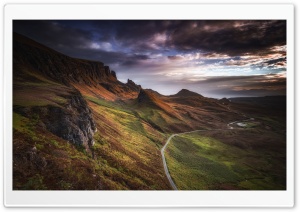 Quiraing Mountain Road Landscape, Isle of Skye, Scotland Ultra HD Wallpaper for 4K UHD Widescreen desktop, tablet & smartphone