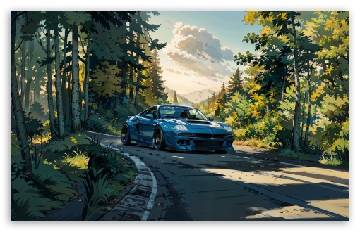 Race on a Mountain Road Surrounded by Forest Illustration UltraHD Wallpaper for UHD 16:9 ; HD 16:9 ; UltraWide 21:9 24:10 32:9 32:10 ; Widescreen 16:10 5:3 ; Fullscreen 4:3 5:4 3:2 ; Tablet 1:1 ; Mobile 9:16 10:16 2:3 3:5 3:4 ; Dual 16:10 5:3 16:9 4:3 5:4 3:2 ;