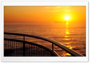 Railing By The Sea Ultra HD Wallpaper for 4K UHD Widescreen desktop, tablet & smartphone