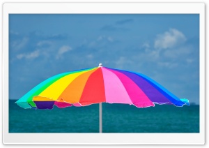 Rainbow Beach Umbrella Ultra HD Wallpaper for 4K UHD Widescreen desktop, tablet & smartphone