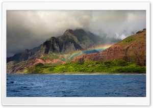 Rainbow, Hawaii, Kalalau, Kauai, Landscape, Ocean, United States 4K UHD Wallpaper for Widescreen and UltraWide Desktop, UltraHD TV, Smartphone, Tablet