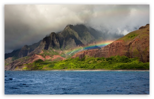 Rainbow, Hawaii, Kalalau, Kauai, Landscape, Ocean, United States UltraHD Wallpaper for UHD 16:9 ; HD 16:9 ; UltraWide 21:9 24:10 32:9 32:10 ; Widescreen 16:10 5:3 ; Fullscreen 4:3 5:4 3:2 ; Tablet 1:1 ; Mobile 9:16 9:19.5 9:20 9:21 9:22 10:16 2:3 3:5 3:4 ; Dual 16:10 5:3 16:9 4:3 5:4 3:2 ;