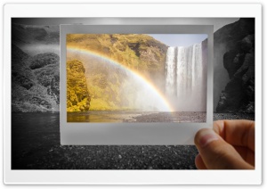 Rainbow Over Skogafoss Waterfall Photography Ultra HD Wallpaper for 4K UHD Widescreen desktop, tablet & smartphone