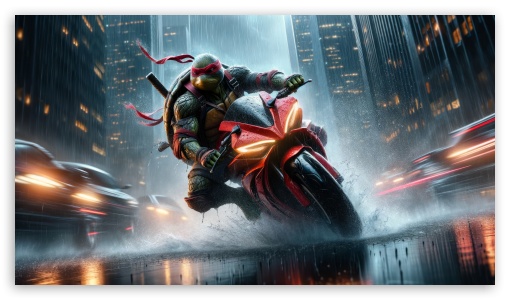Raphael Ninja Turtle On Motorcycle UltraHD Wallpaper for UHD 16:9 ; HD 16:9 ;