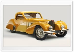 Rare, Iconic Yellow Bugatti Type 57 Pre-war Car 4K UHD Wallpaper for Widescreen and UltraWide Desktop, UltraHD TV, Smartphone, Tablet