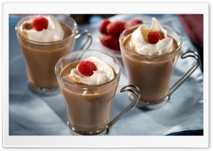 Raspberries On Cream Over Coffee Ultra HD Wallpaper for 4K UHD Widescreen desktop, tablet & smartphone