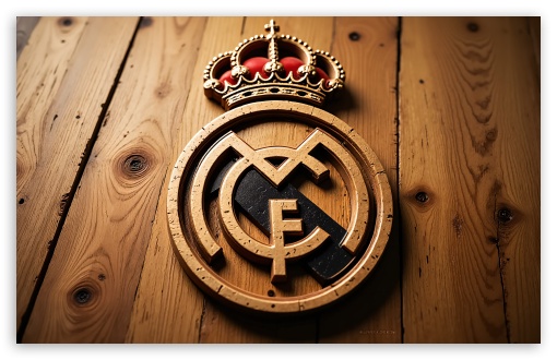 Real Madrid 3D Wooden Logo UltraHD Wallpaper for Widescreen 16:10 ;