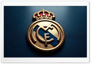 Real Madrid CF Golden Logo 4K UHD Wallpaper for Widescreen and UltraWide Desktop, UltraHD TV, Smartphone, Tablet