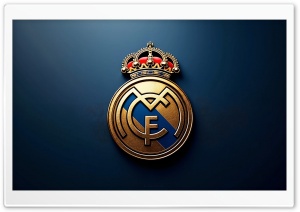 Real Madrid CF Metal Golden Logo 4K UHD Wallpaper for Widescreen and UltraWide Desktop, UltraHD TV, Smartphone, Tablet