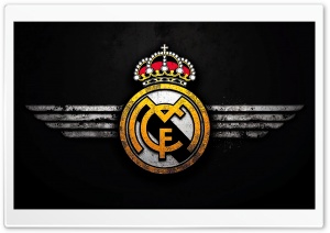 Real Madrid Logo Black Grunge Background 4K UHD Wallpaper for Widescreen and UltraWide Desktop, UltraHD TV, Smartphone, Tablet