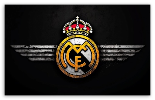 Real Madrid Logo Black Grunge Background UltraHD Wallpaper for Widescreen 16:10 ;