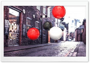 Realistic 3D Spheres On Street Ultra HD Wallpaper for 4K UHD Widescreen desktop, tablet & smartphone