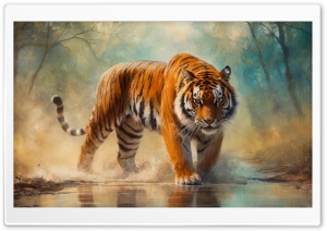 Realistic Color Pencil Drawing of a Tiger 4K UHD Wallpaper for Widescreen and UltraWide Desktop, UltraHD TV, Smartphone, Tablet