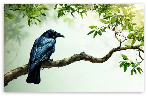 Realistic Crow Bird Drawing UltraHD Wallpaper for HD 16:9 ; UltraWide 21:9 ; Widescreen 16:10 5:3 ; Fullscreen 4:3 5:4 3:2 ; Tablet 1:1 ; Mobile 9:16 10:16 2:3 3:5 3:4 ;