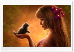 Realistic Kitten Drawing Ultra HD Wallpaper for 4K UHD Widescreen desktop, tablet & smartphone