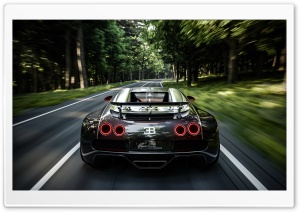 Rear View of a Bugatti FKP Hommage Sports Car on the Road 4K UHD Wallpaper for Widescreen and UltraWide Desktop, UltraHD TV, Smartphone, Tablet