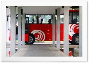 Red Abstract Art at a bus Ultra HD Wallpaper for 4K UHD Widescreen desktop, tablet & smartphone