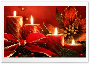 Red Candles And Ribbon Ultra HD Wallpaper for 4K UHD Widescreen desktop, tablet & smartphone