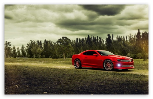 Red Chevrolet In The Field UltraHD Wallpaper for HD 16:9 ; Widescreen 16:10 5:3 ; Fullscreen 4:3 5:4 3:2 ; Tablet 1:1 ; Mobile 3:4 ;