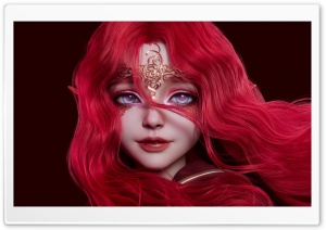 Red Elf Girl 3D Art Ultra HD Wallpaper for 4K UHD Widescreen Desktop, Lockscreen, Screensaver, TV, Tablet, Smartphone